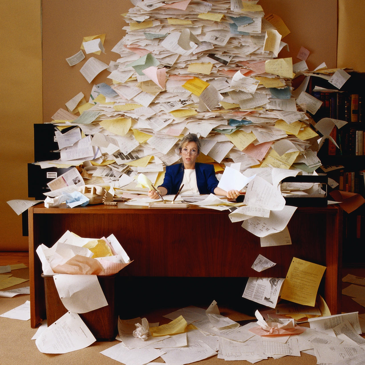 scattered papers in office